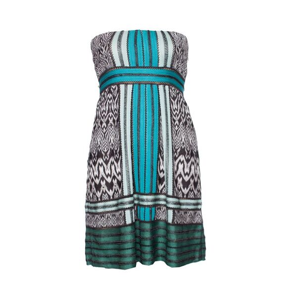 Missoni strapless dress in green tones